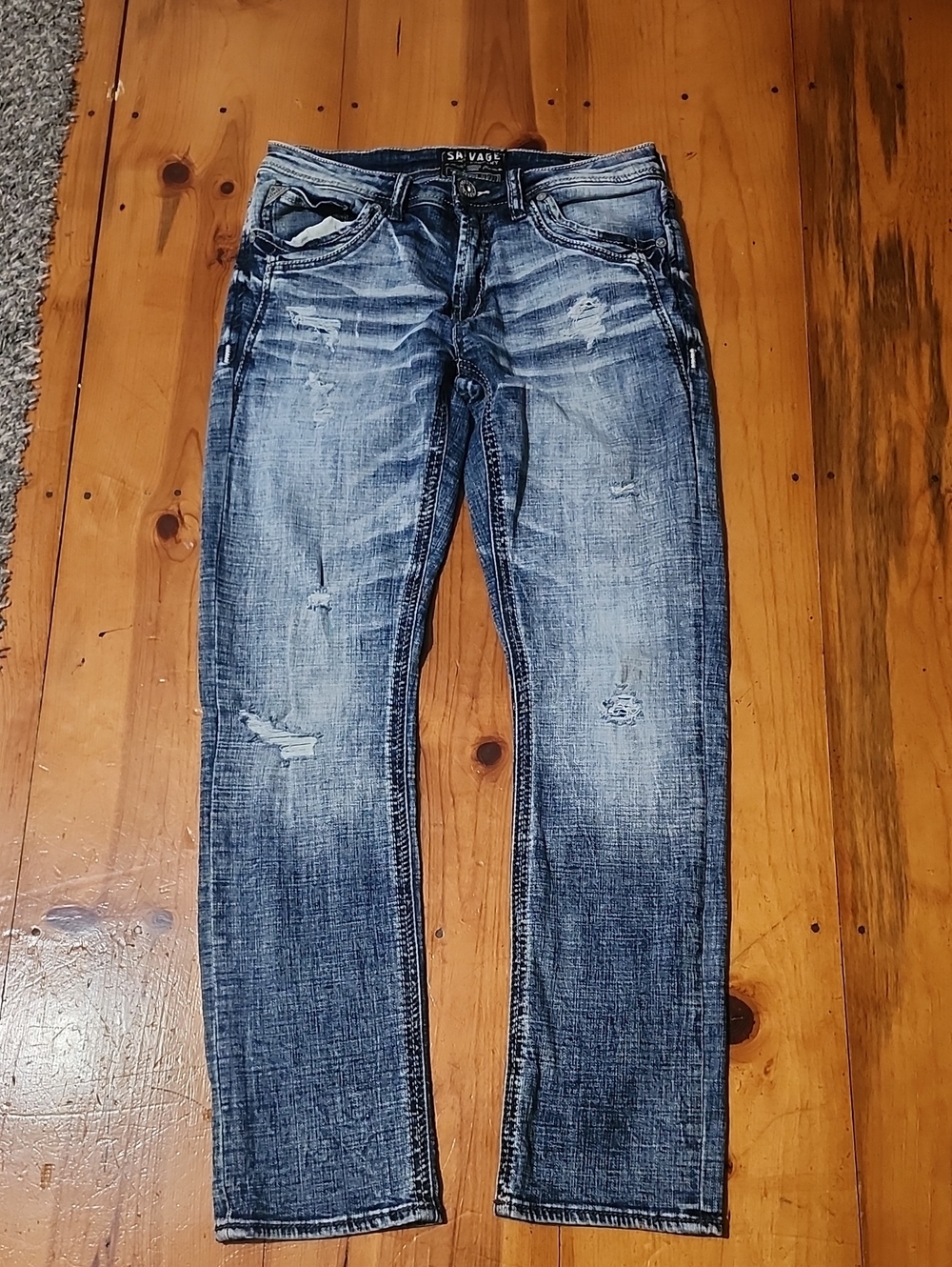 Salvage  By Buckle Men's Slim Straight Jeans - Faded Blue Wash